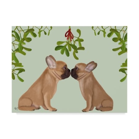 Fab Funky 'French Bulldogs And Mistletoe' Canvas Art,24x32